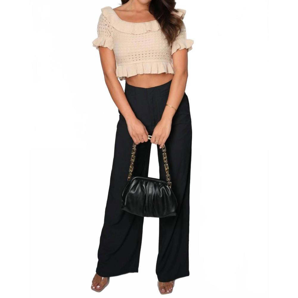 NEW FALCON PARK kaylan pointelle off the shoulder top in brown